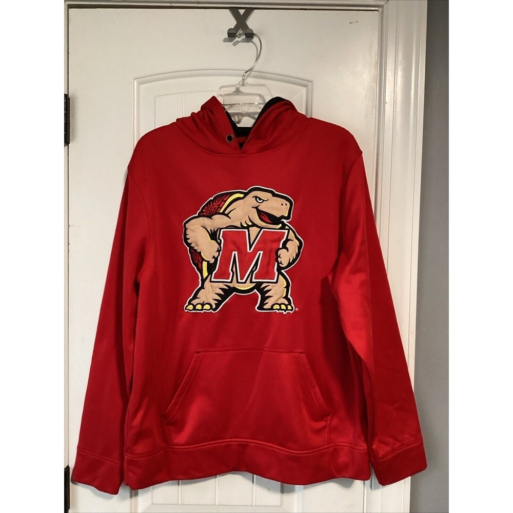Maryland Terrapins Top Of The World Red Embroidered Hoodie Sweatshirt Medium